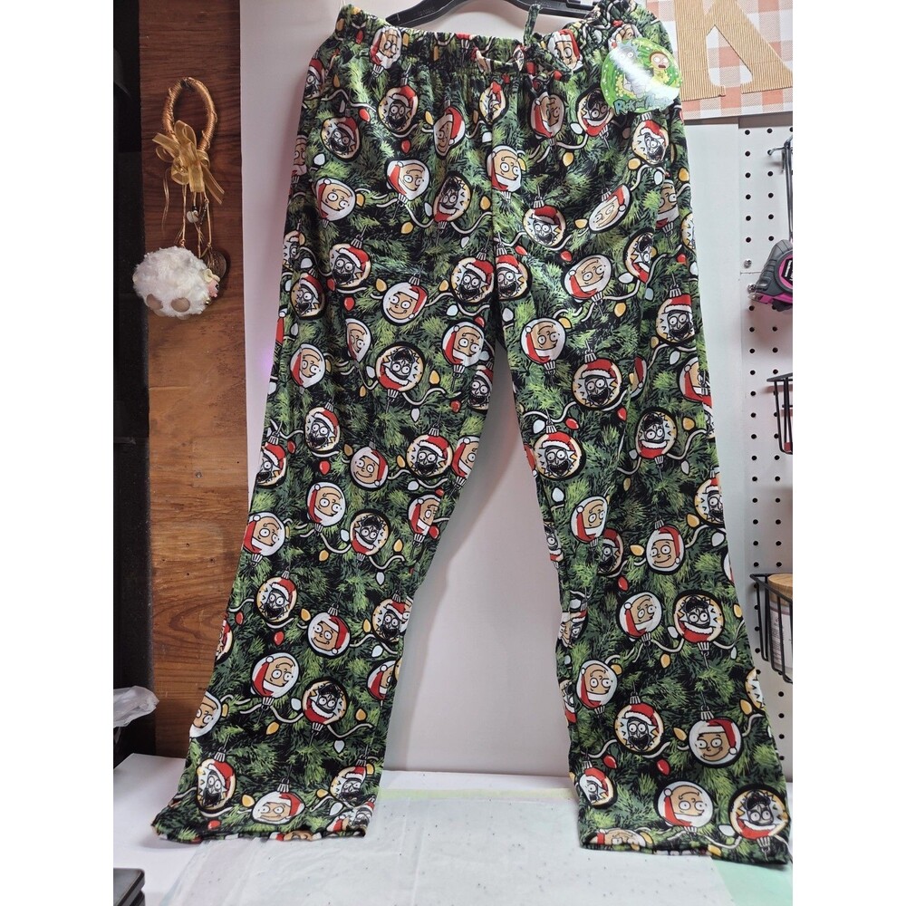 Rick and Morty Men's Sleep Pants L Green Polyester Drawstring